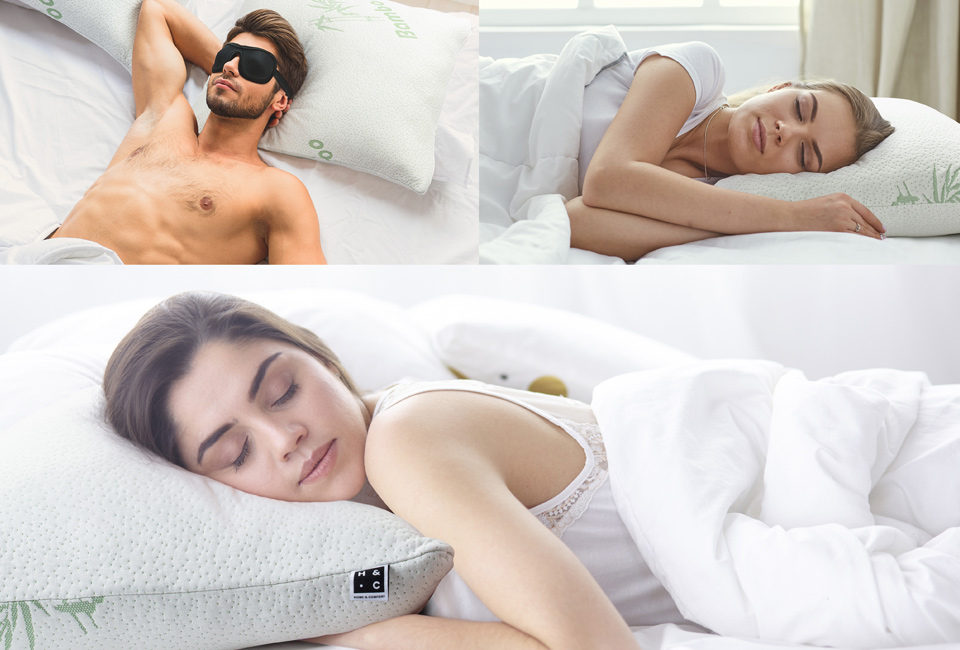 Memory foam hoofdkussen met bamboe hoes 1+1 gratis