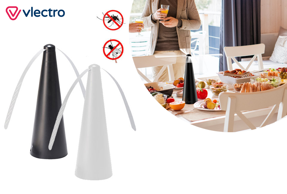 Insectenverjager en ventilator voor op tafel
