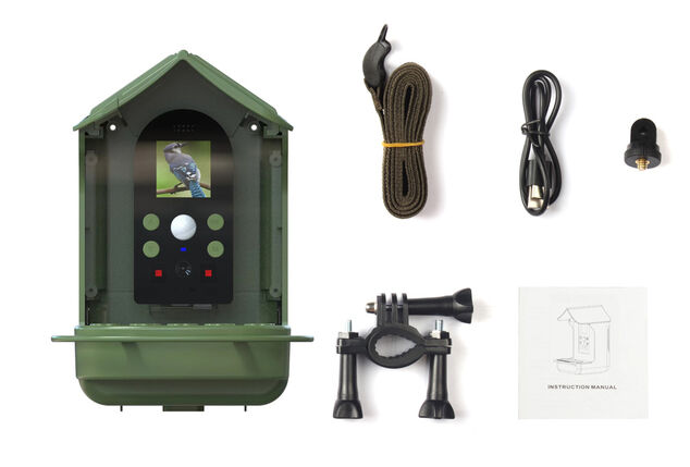 Slim vogelvoederhuisje met camera en sensor