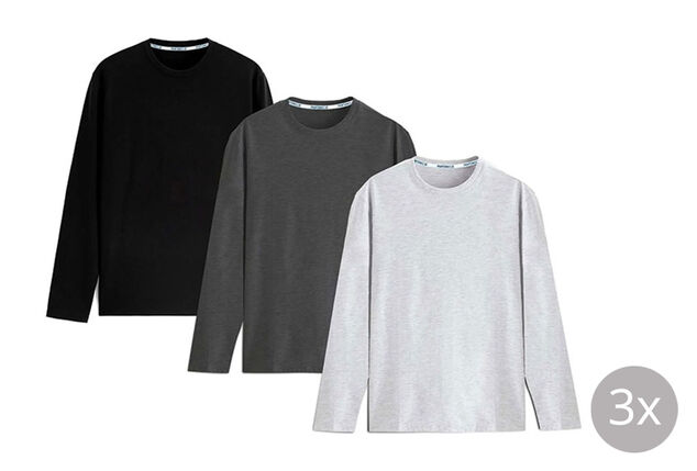 3er-Set komfortabler langärmeliger Baumwoll-T-Shirts