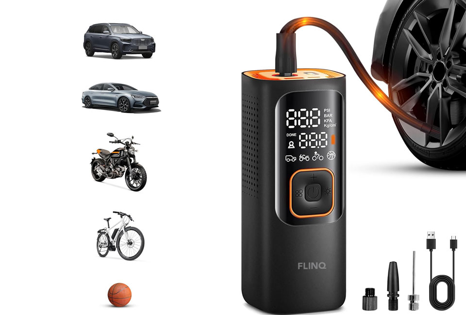Compresseur d’air compact 3 en 1 avec sac de rangement pratique