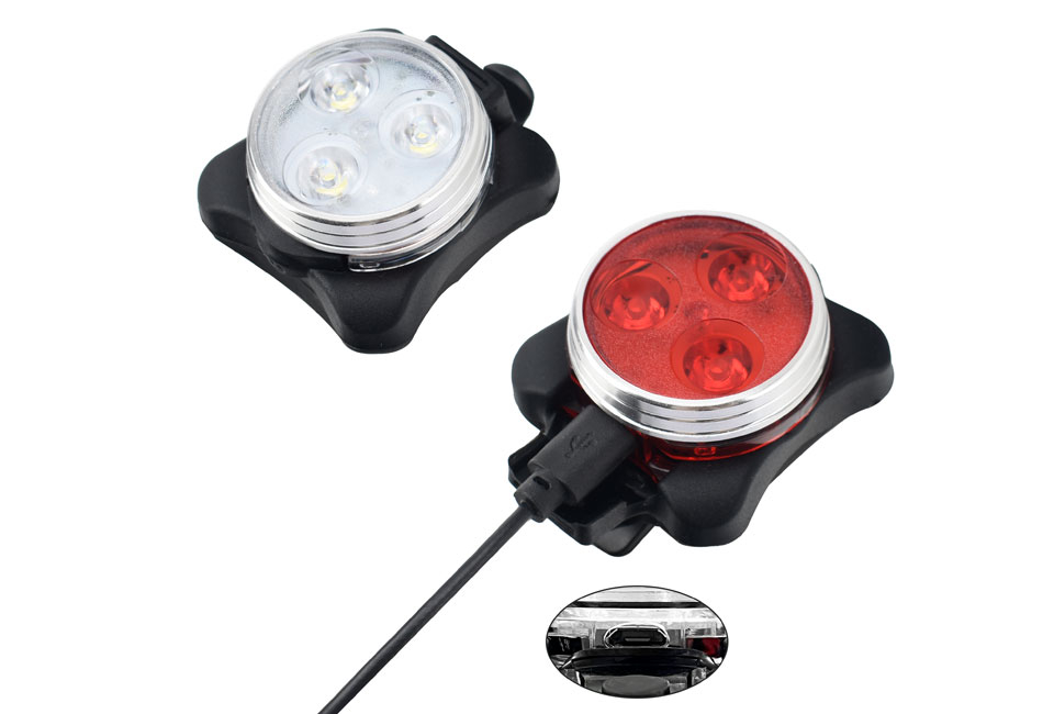 Set of 2 rechargeable bike lights