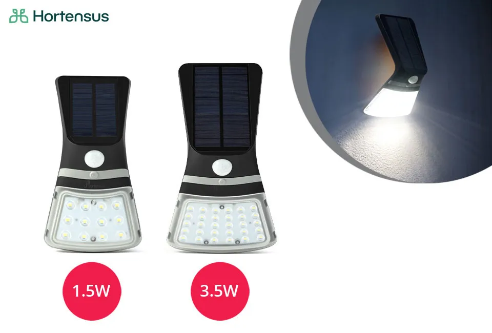 Solar-powered LED wall lamp with motion detector