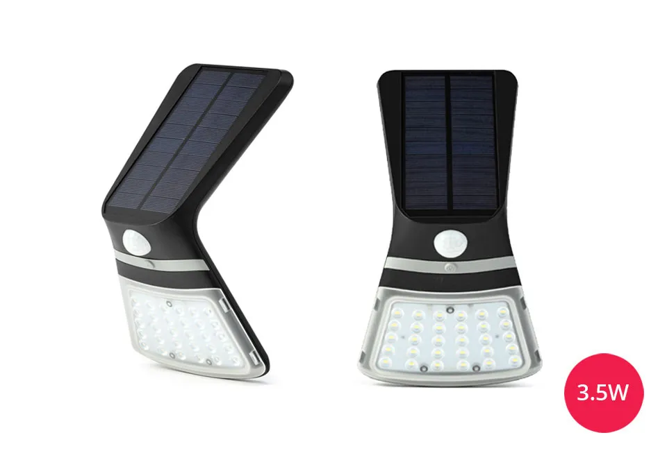 Solar-powered LED wall lamp with motion detector