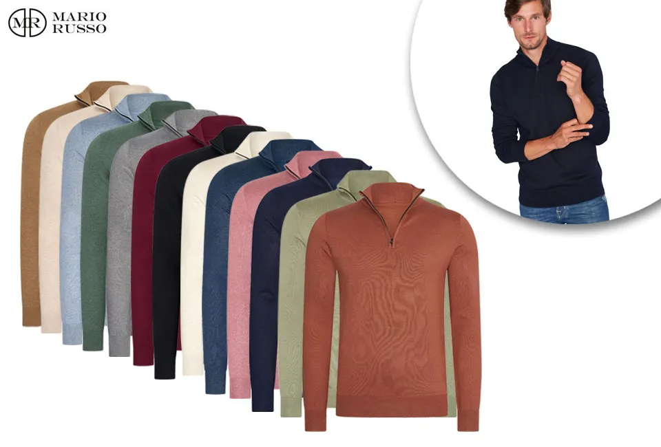 Sweter z kr&oacute;tkim zamkiem marki Mario Russo
