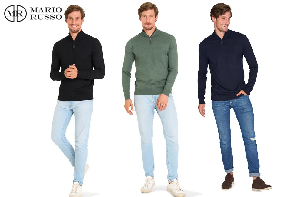 Sweter z kr&oacute;tkim zamkiem marki Mario Russo
