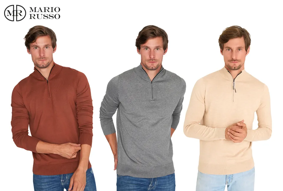 Sweter z kr&oacute;tkim zamkiem marki Mario Russo