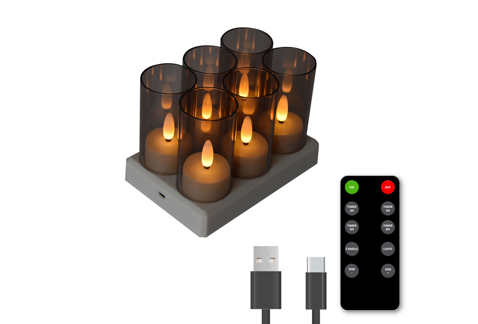 Lot de 6 ou 12 bougies chauffe-plats LED rechargeables