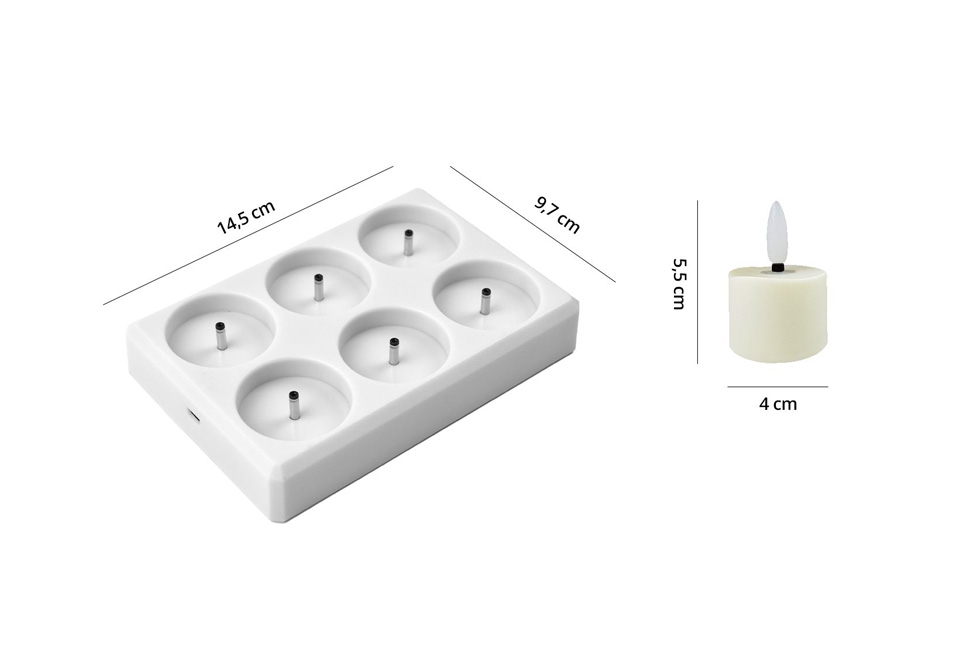 Lot de 6 ou 12 bougies chauffe-plats LED rechargeables