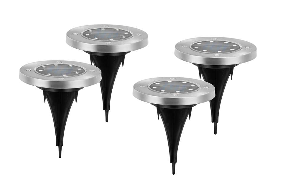 Set da 4 picchetti LED da giardino a energia solare