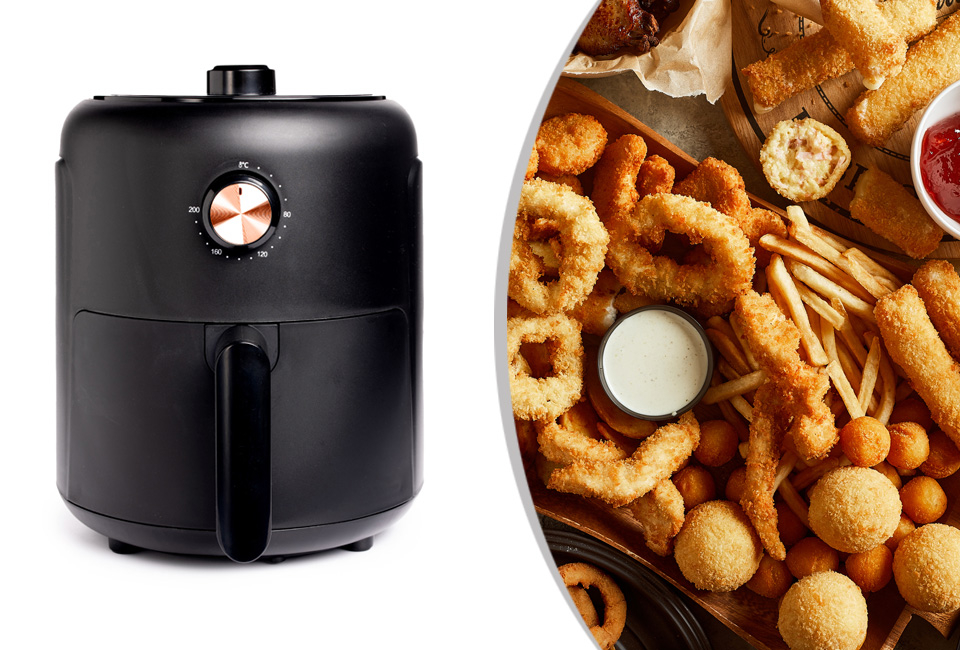 Mini airfryer met een capaciteit van 2,6 liter