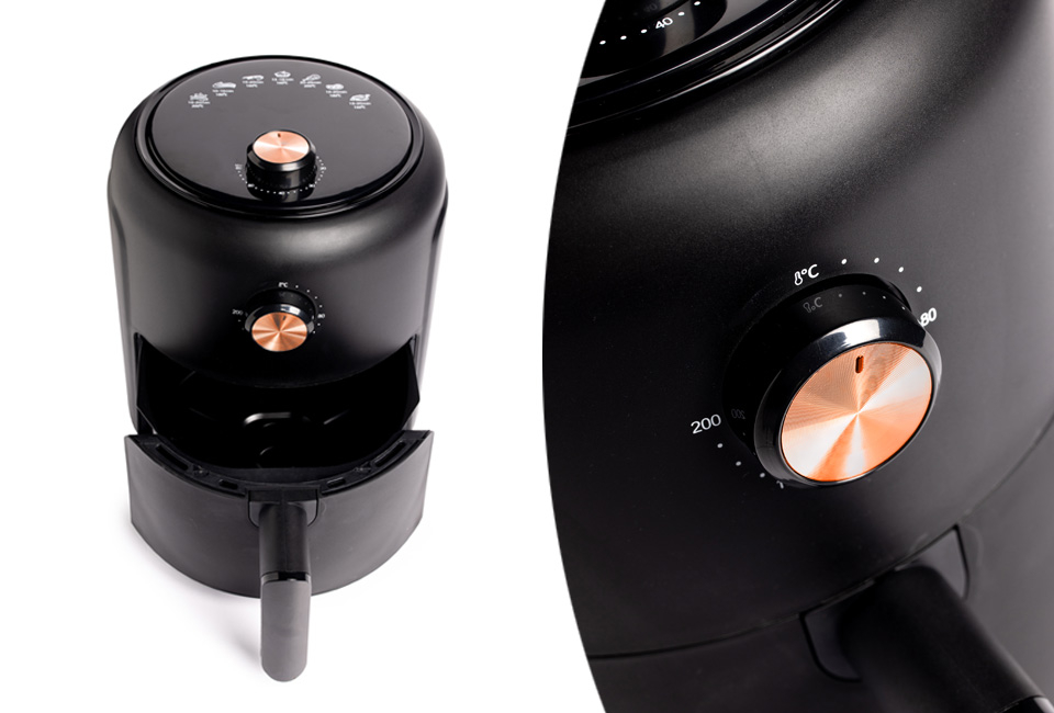 Mini airfryer met een capaciteit van 2,6 liter