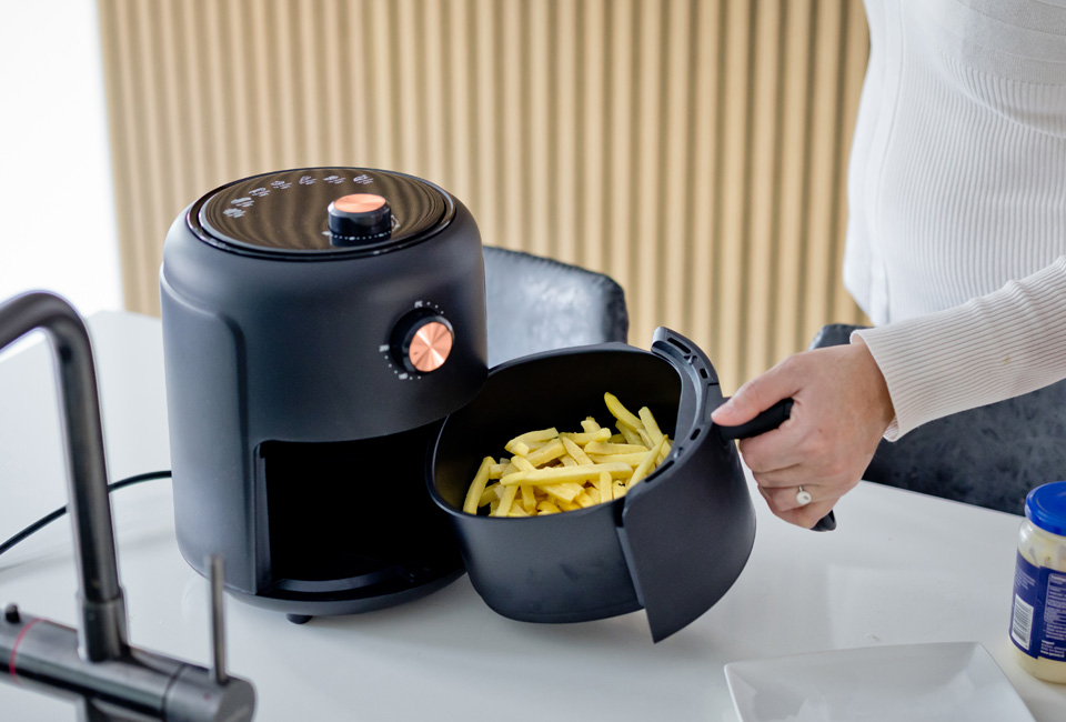 Mini airfryer met een capaciteit van 2,6 liter