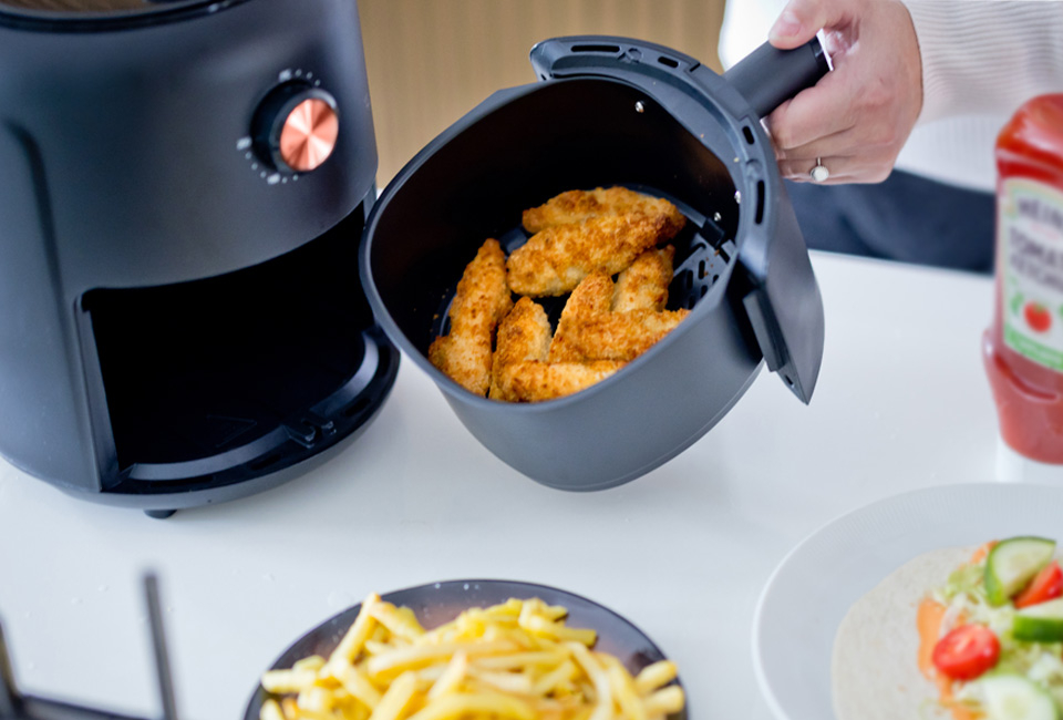 Mini airfryer met een capaciteit van 2,6 liter