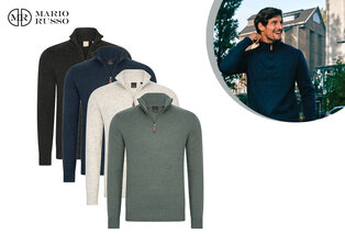 Pull élégant à col montant et fermeture éclair