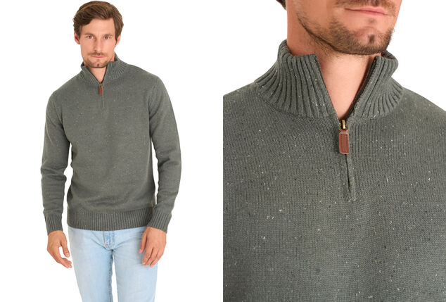 Modischer Pullover mit Stehkragen und Reißverschluss für Herren
