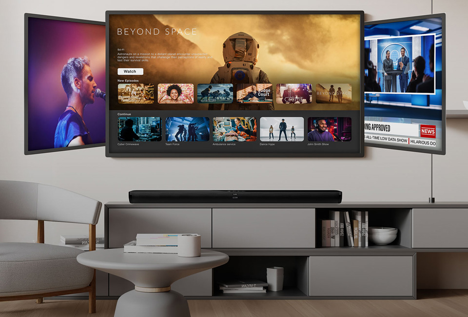 Kabellose Soundbar mit eingebauten Subwoofern