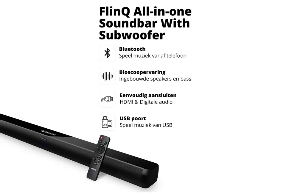 Draadloze soundbar met ingebouwde subwoofers