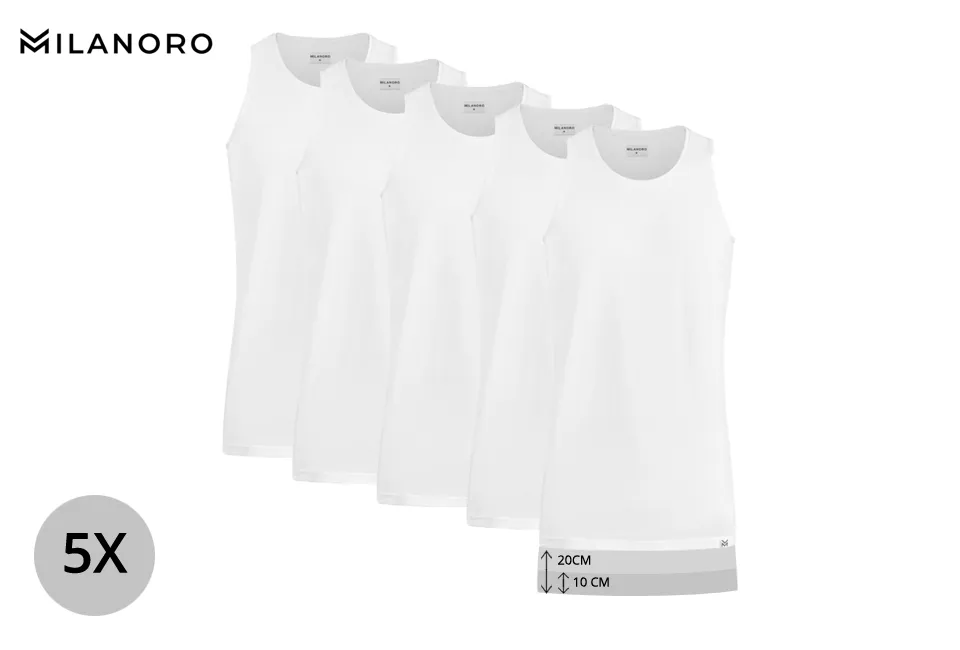 Set van 5 extra lange ondershirts voor heren