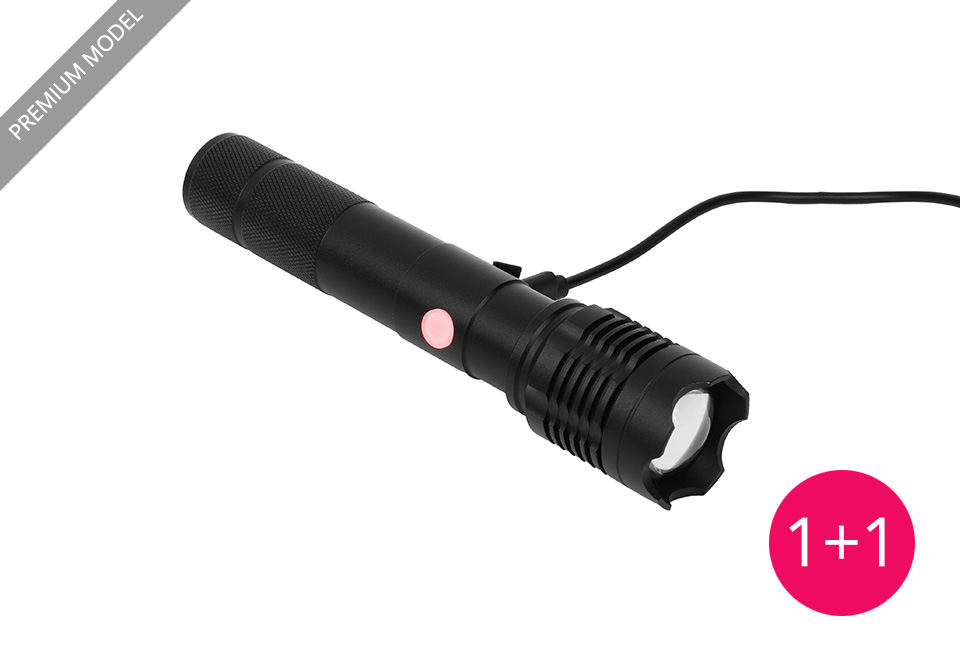 LED zaklamp van 1000 of 1200 lumen 1+1 GRATIS