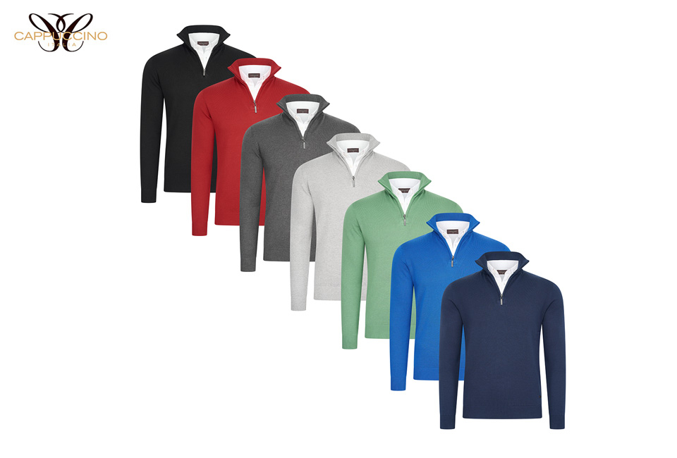Jersey de hombre con cuello y media cremallera
