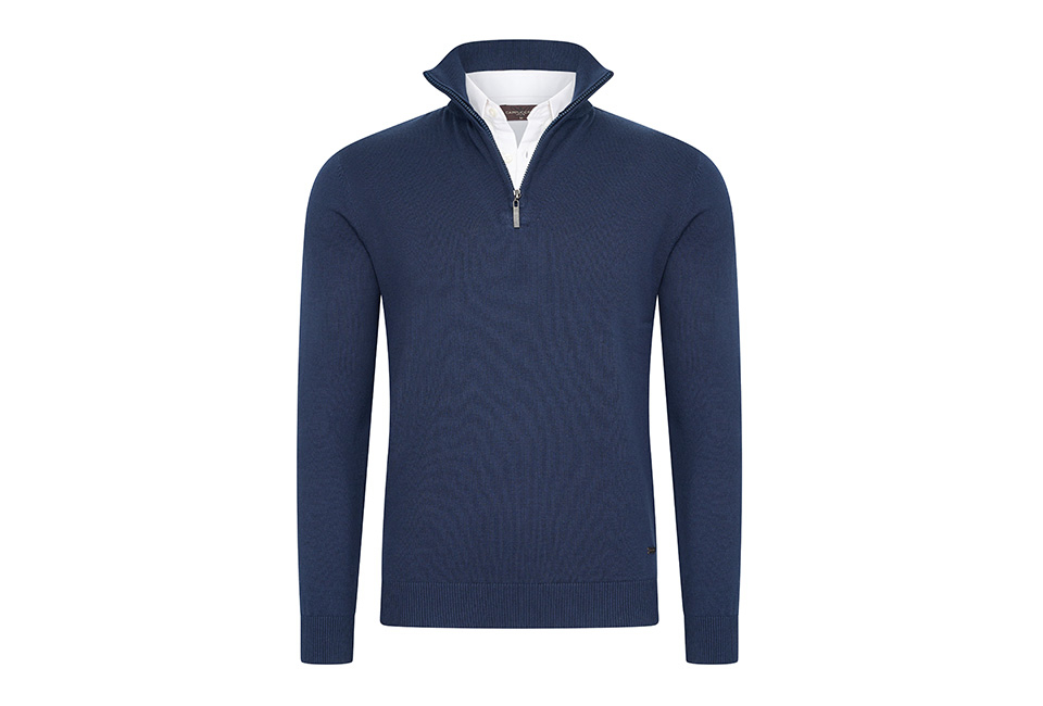 Men&#039;s pullover with shirt collar and zipper