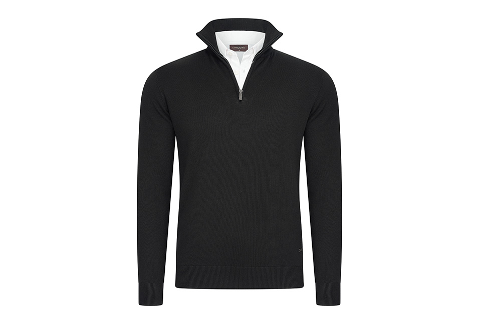 Men s pullover with shirt collar and zipper Outspot