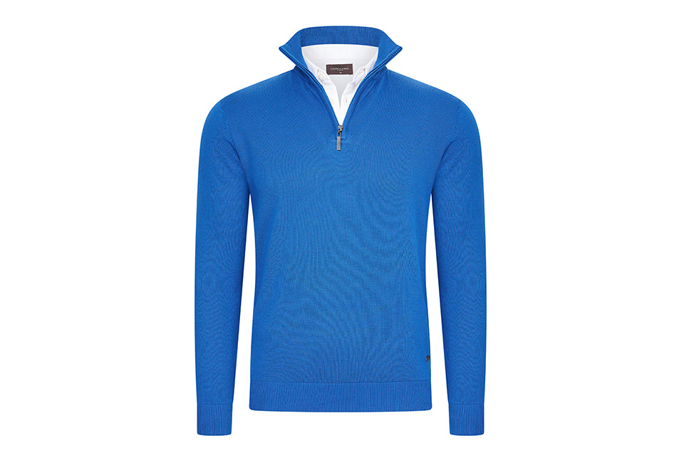 Men&#039;s pullover with shirt collar and zipper
