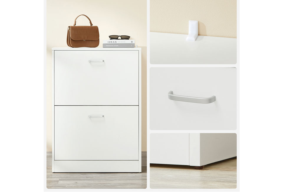 Compact shoe cabinet with 2 drawers