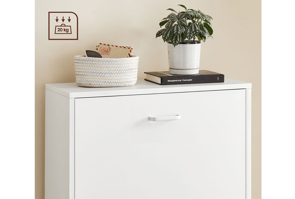 Compact shoe cabinet with 2 drawers