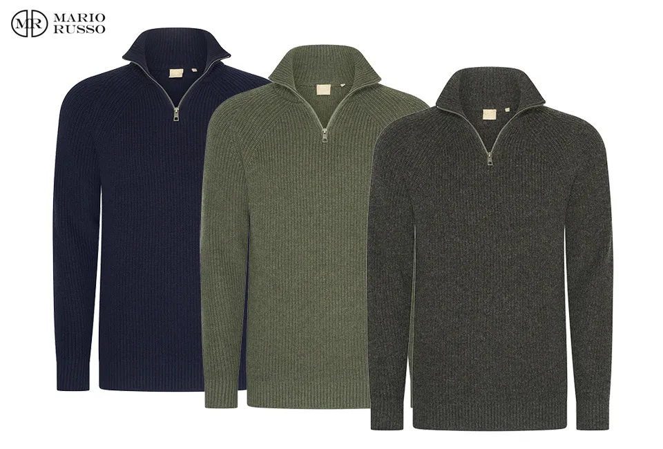 Elegante jersey con cuello alto y cremallera