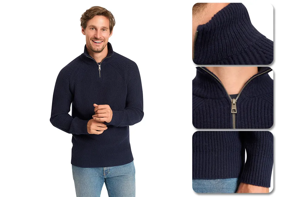 Elegante jersey con cuello alto y cremallera