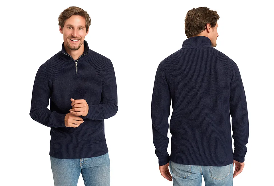 Elegante jersey con cuello alto y cremallera