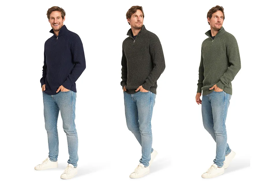 Elegante jersey con cuello alto y cremallera