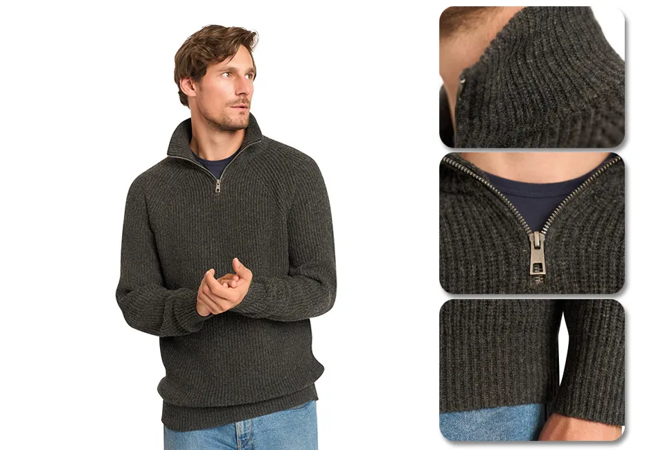 Elegante jersey con cuello alto y cremallera
