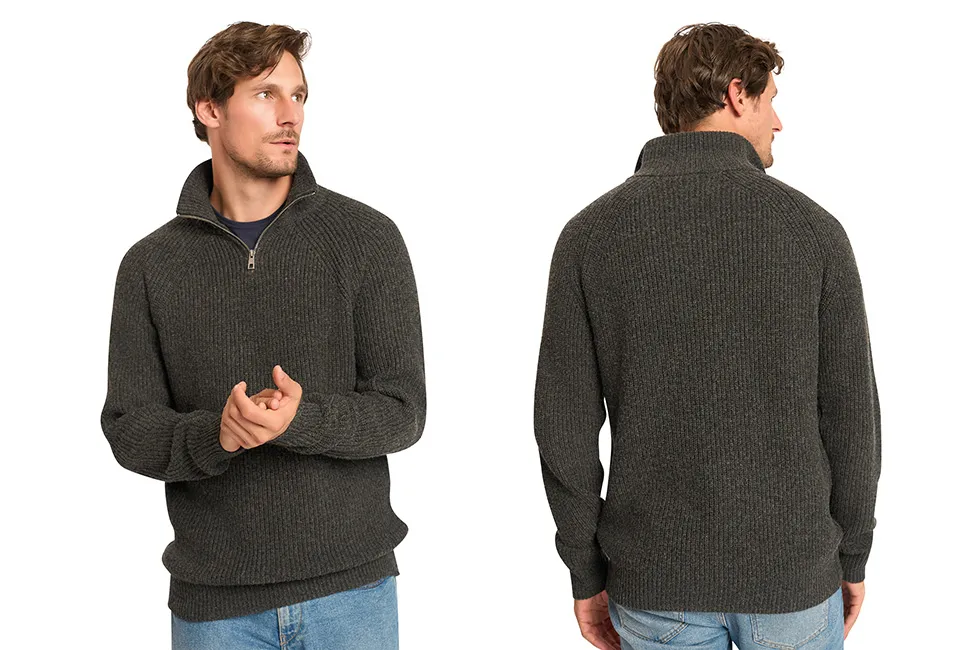 Elegante jersey con cuello alto y cremallera