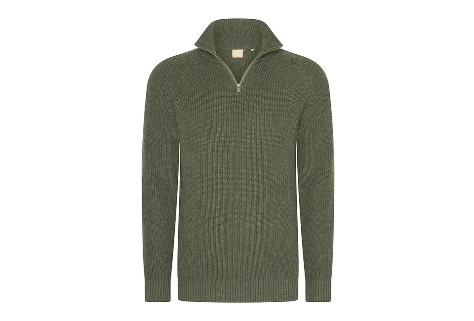 Elegante jersey con cuello alto y cremallera