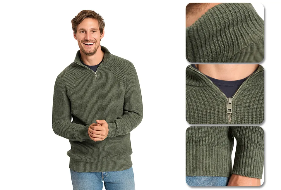 Elegante jersey con cuello alto y cremallera