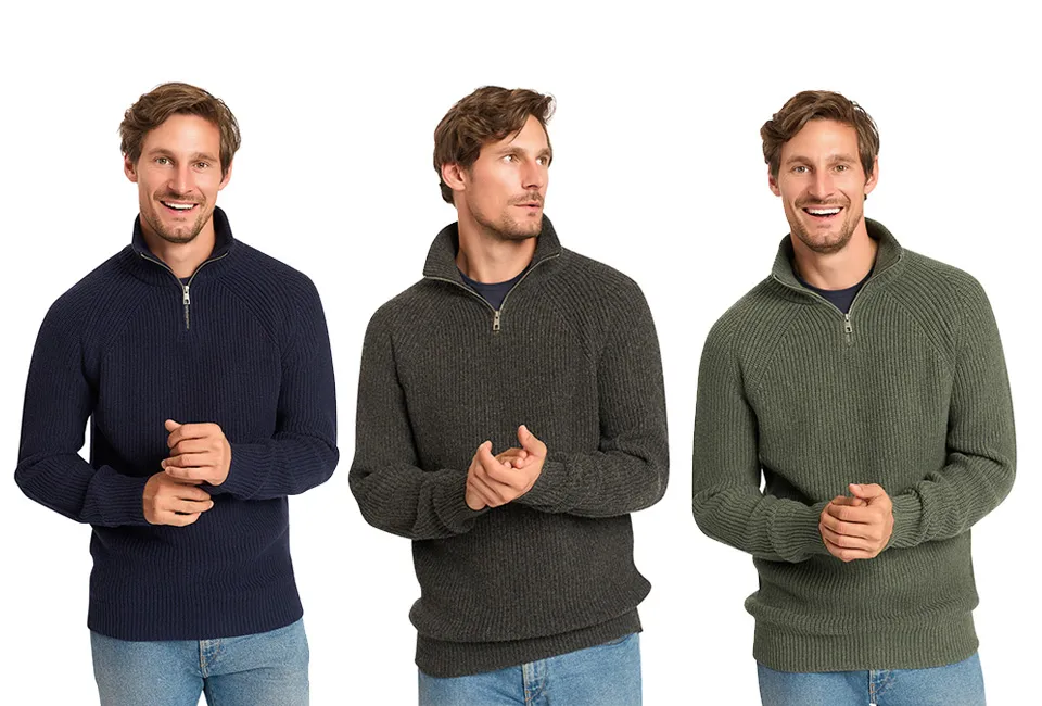 Elegante jersey con cuello alto y cremallera