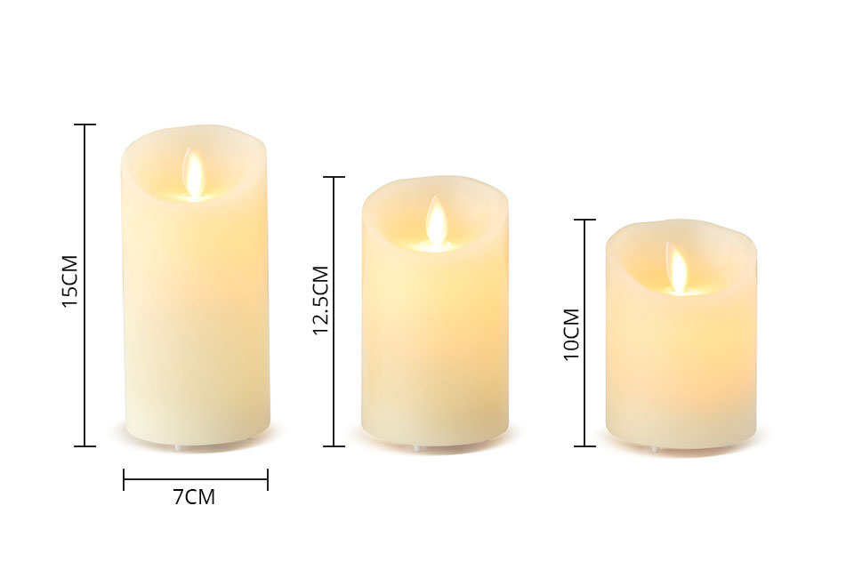 Set di 3 candele ricaricabili