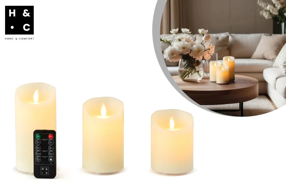 Lot de 3 bougies rechargeables