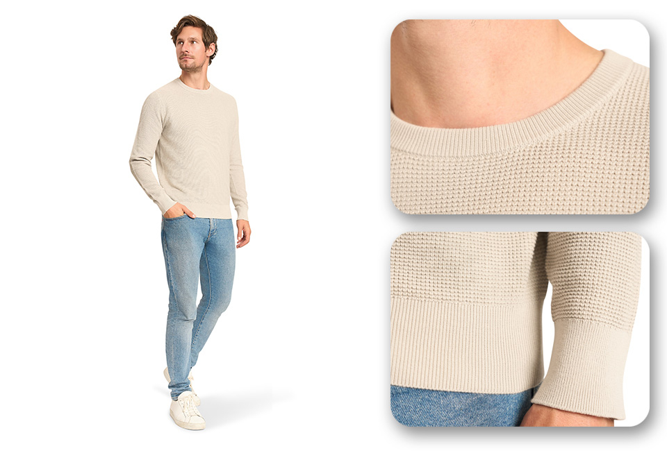 Herenpullover met wafelpatroon