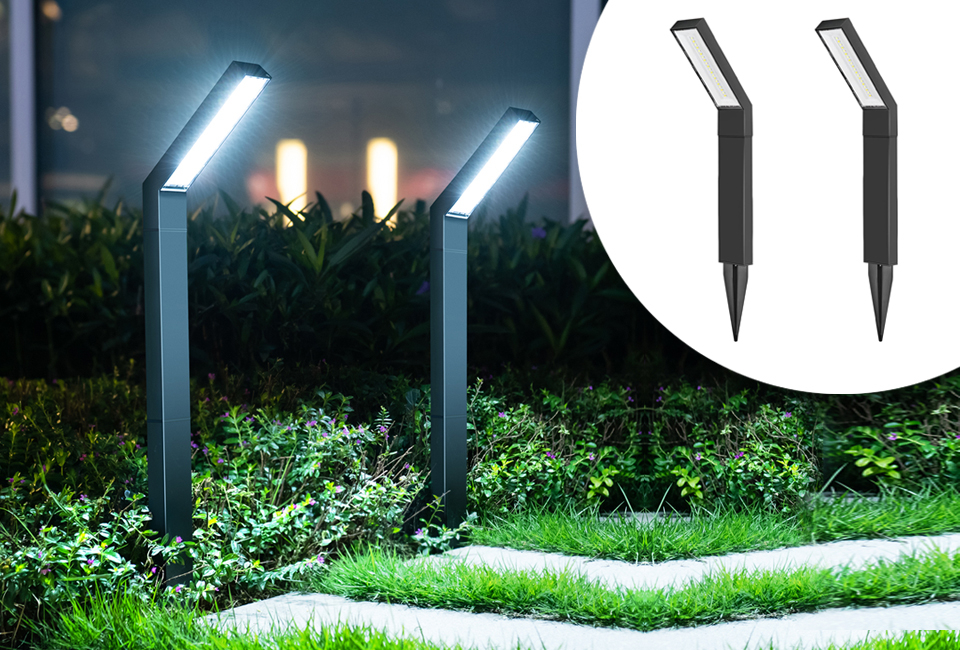 Set van 2 aluminium tuinlampen op zonne-energie