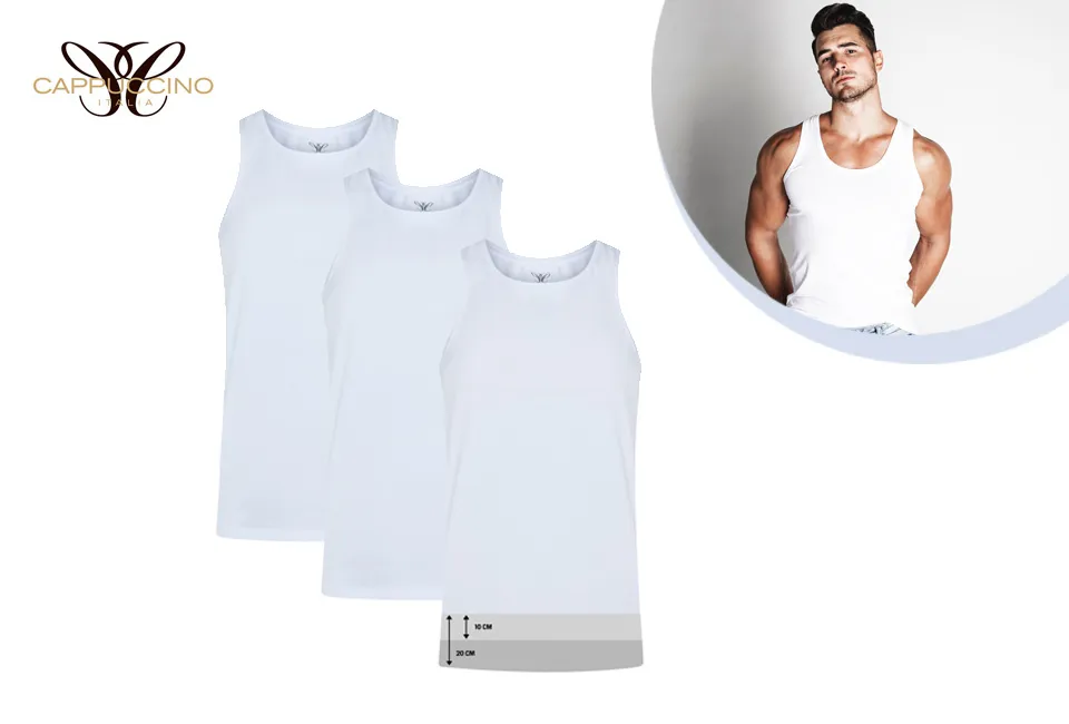 Set of 3 extra long undershirts for men