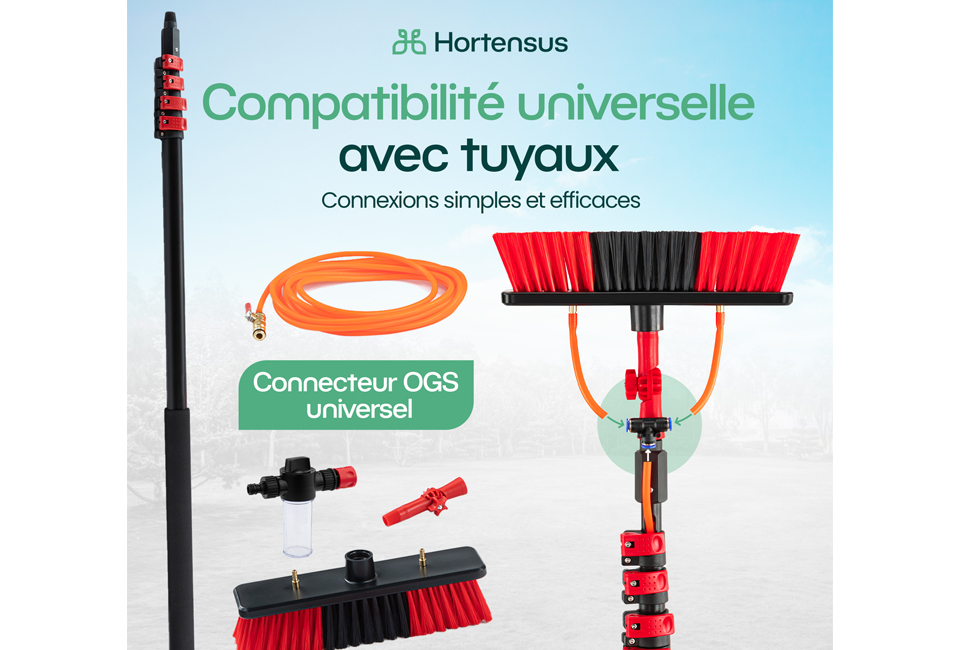 Brosse de nettoyage &agrave; manche t&eacute;lescopique