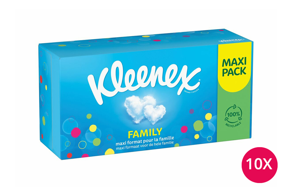 Vorteilspackung mit 10 Schachteln Kleenex Papiertaschent&uuml;cher