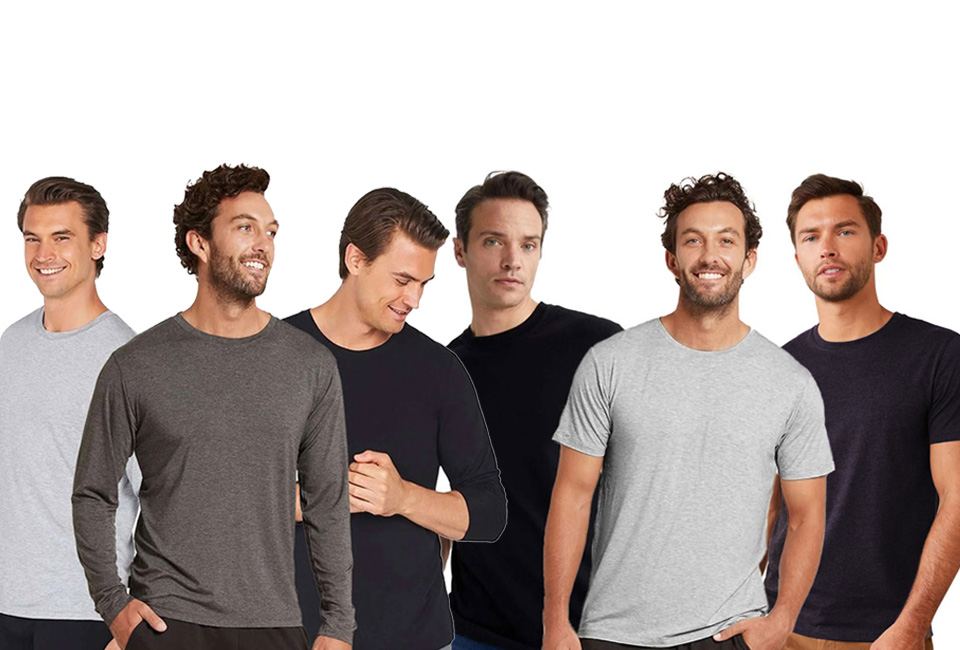 Set of 6 cotton T-shirts with short and long sleeves