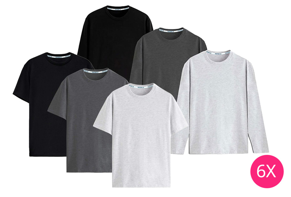 Set of 6 cotton T-shirts with short and long sleeves