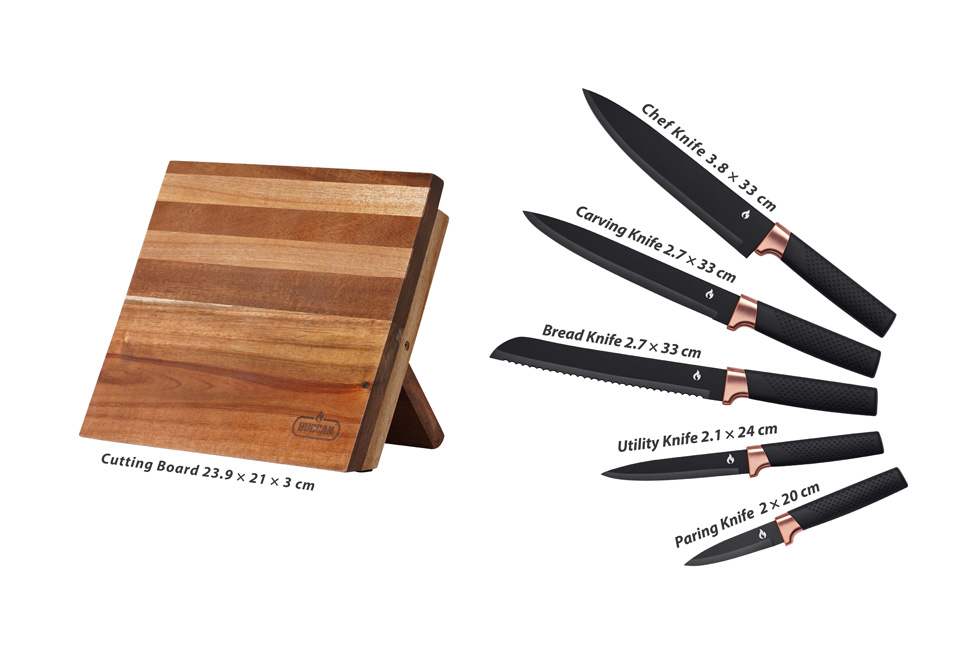 Set de 6 couteaux avec support magn&eacute;tique