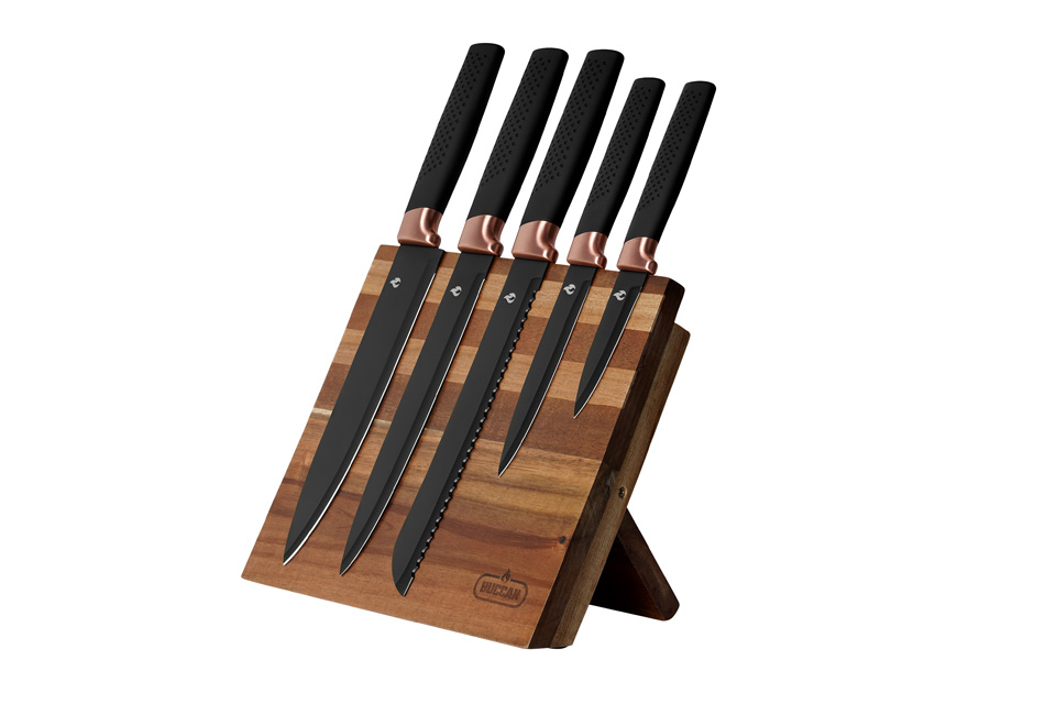 Set de 6 couteaux avec support magn&eacute;tique